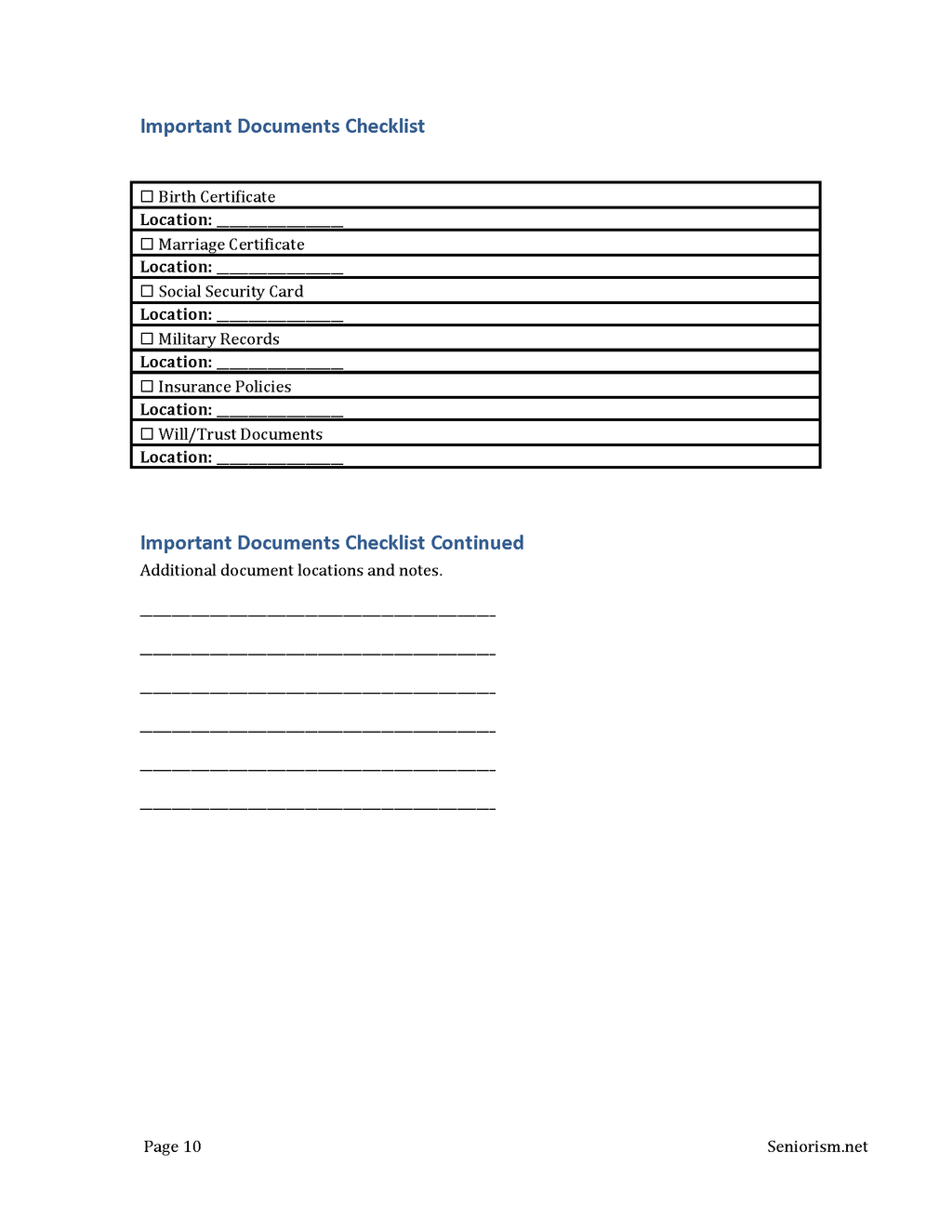 Senior Emergency Binder Family Emergency Information Organizer | Instant Digital Download