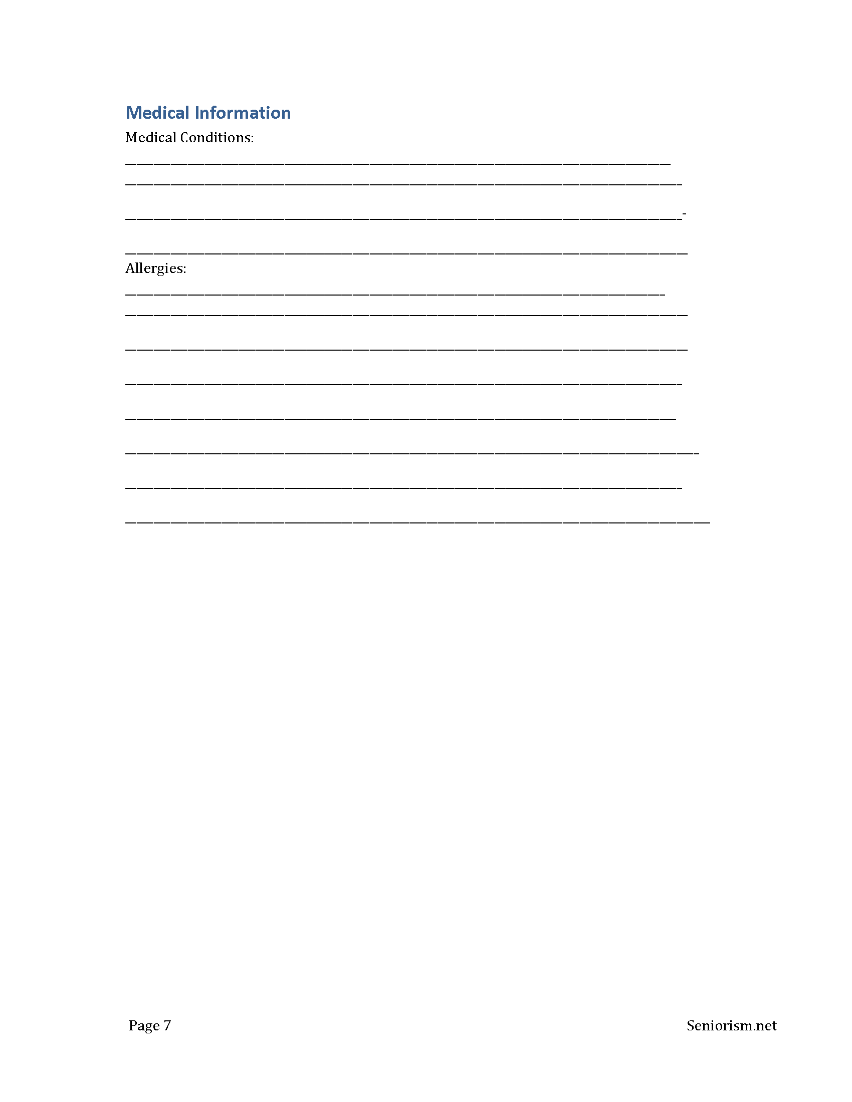 Senior Emergency Binder Family Emergency Information Organizer | Instant Digital Download