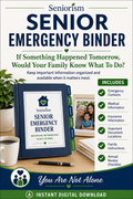 Senior Emergency Binder Family Emergency Information Organizer | Instant Digital Download